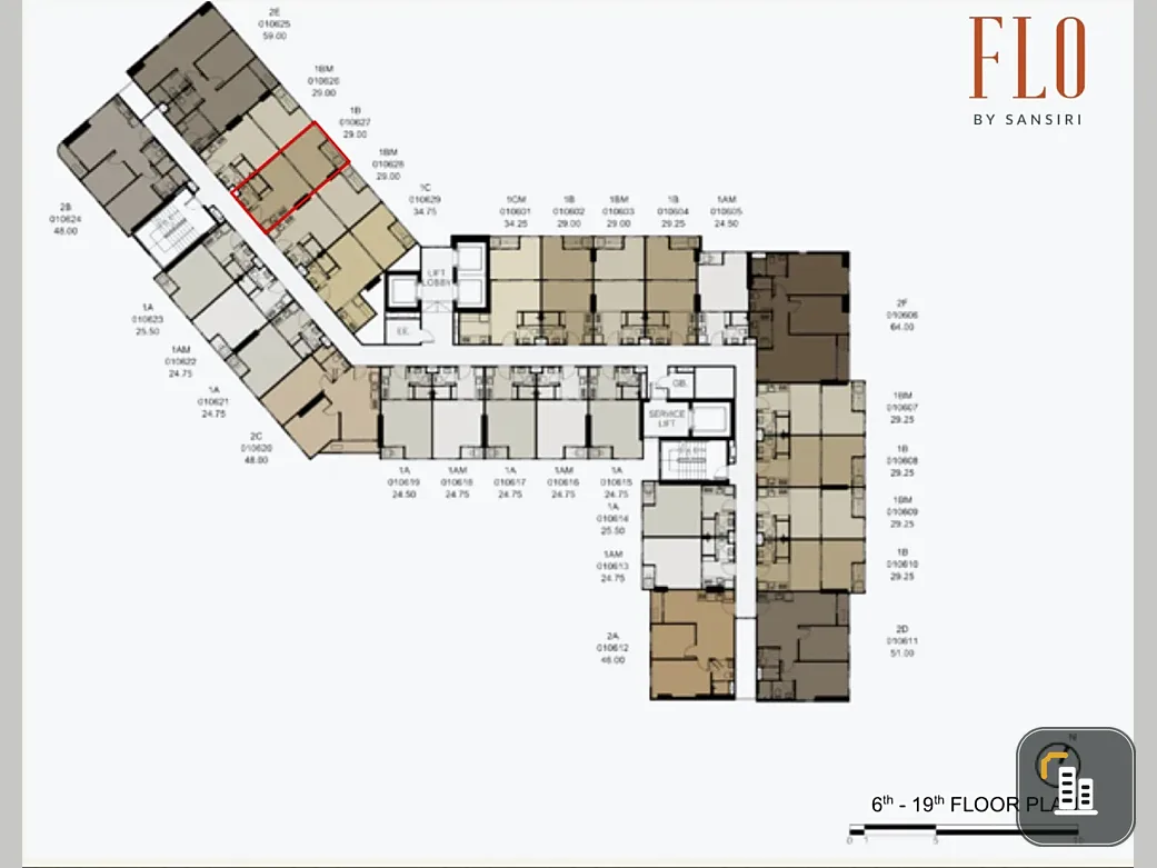 Selling down payment FLO by Sansiri, 14th floor, good project, good location, interested in owning, hurry and reserve now.