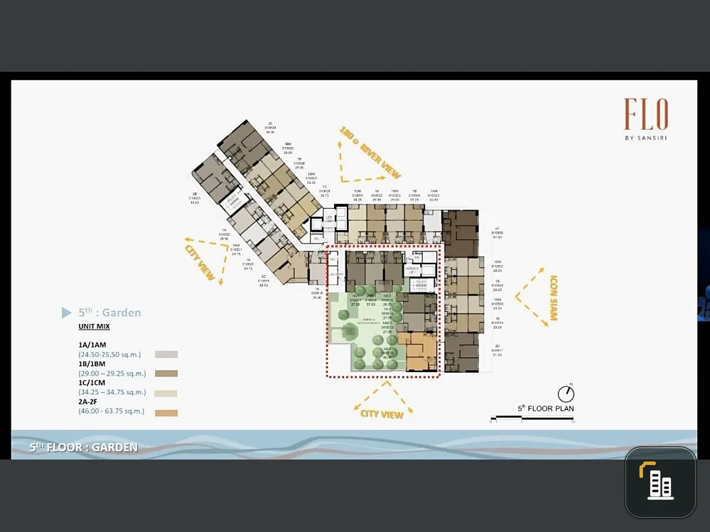 Down payment sale FLO by Sansiri, spacious room, good project, complete common area, reserve now, don't miss out!