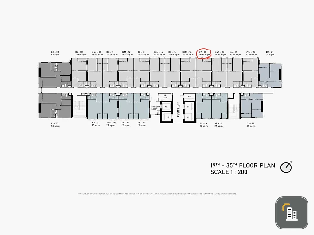 Selling down payment for Aspire Onnut Station. The room is on a very high floor (23rd floor). Facing north, it's cool and comfortable. Don't miss it.