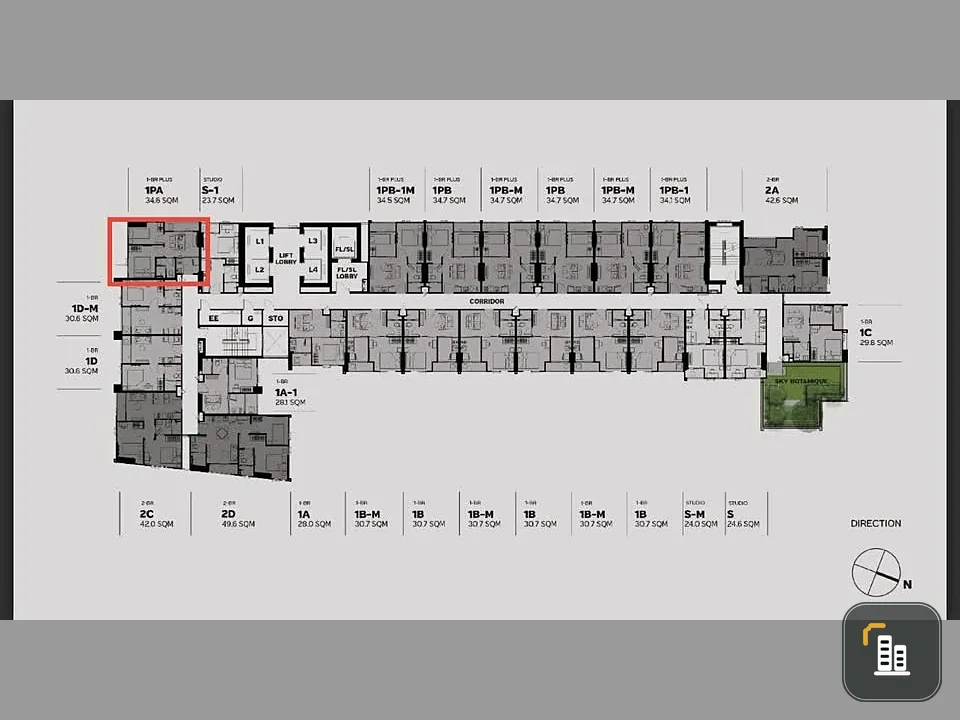 Selling down payment for Metris District Ladprao, 1 Bedroom Plus type, 24th floor, special room, closed kitchen, beautiful view, private, can't you re
