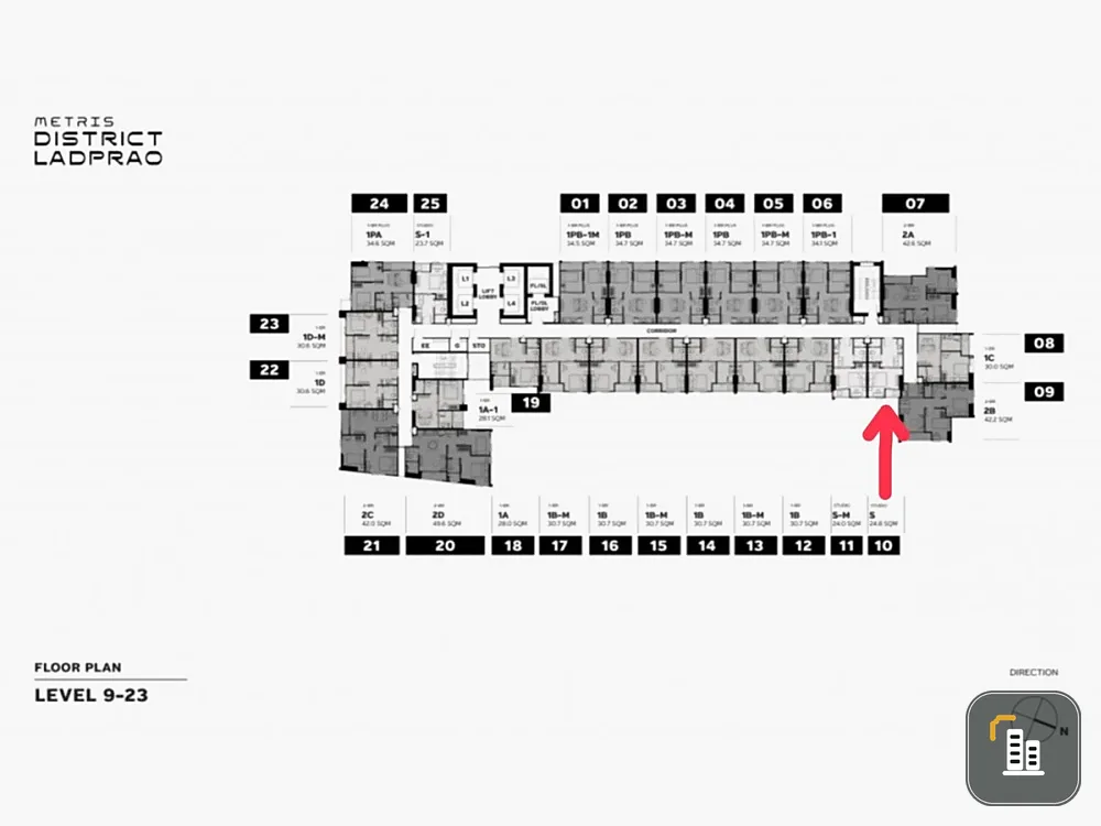 Down payment sale for Metris District Ladprao, 11th floor, good project, complete common area, reserve now, urgent.