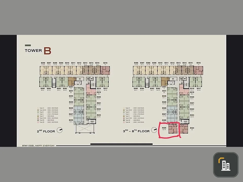 Selling down payment at Cozi BTS Saphan Mai. There is 1 master bedroom and 1 small bedroom. The room is clearly divided into zones. You must arrange i