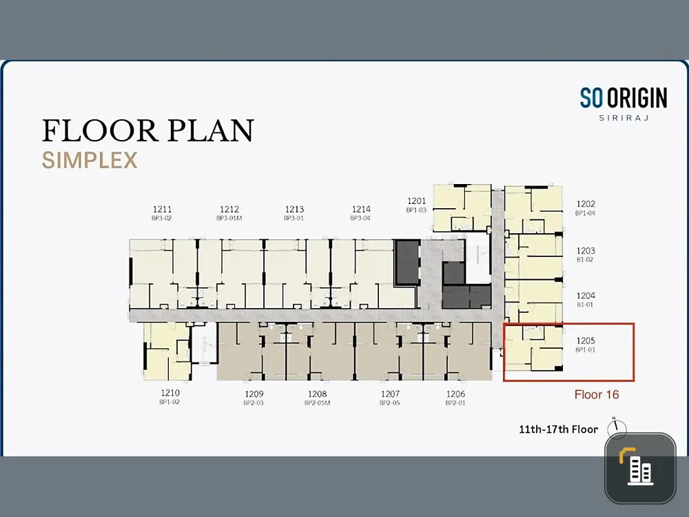 SO Origin Siriraj, urgent sale at cost price, selling down payment for a Simplex 1-bedroom unit, come and reserve it now, don't miss the opportunity.