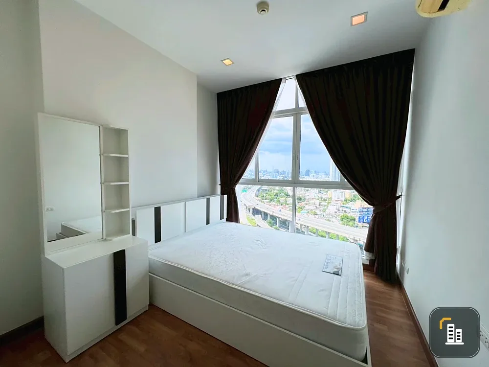 For rent condo The Coast Bangkok 2 bedrooms, 2 bathrooms, high floor, beautiful city view, complete here, book now, don't miss out.