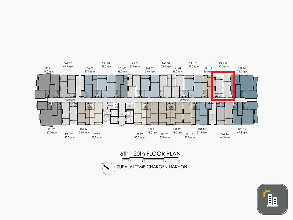 Down payment for sale Supalai Tyme Charoen Nakhon, 19th floor, good project, complete common area, reserve quickly.