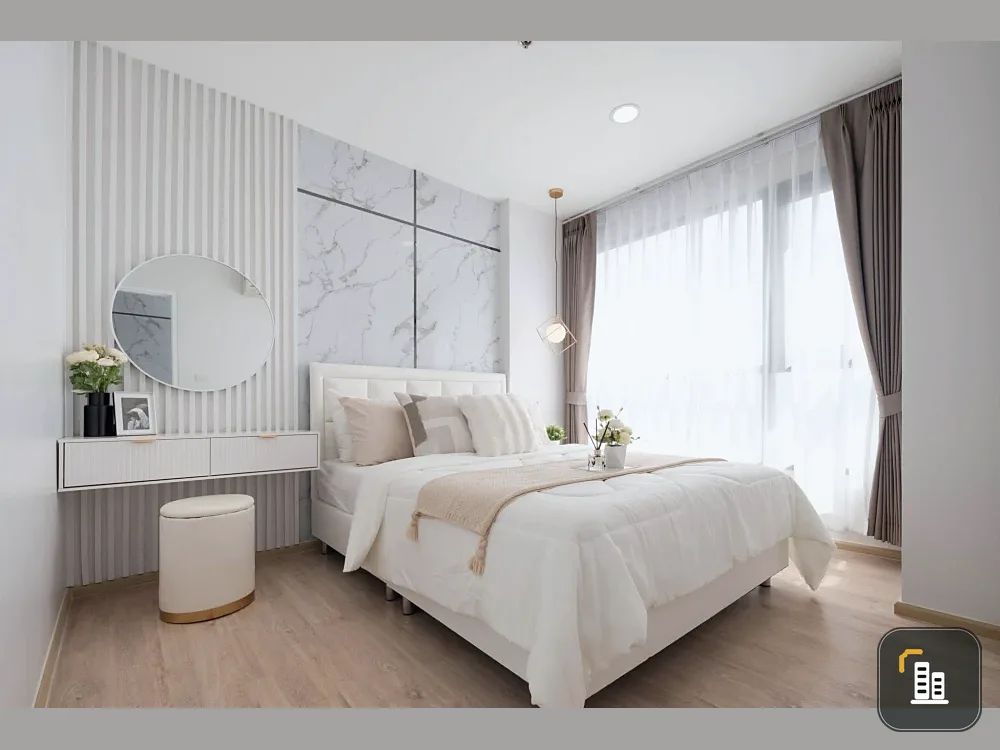 For sale: Fuse Miti Ratchada-Sutthisan, 1 bedroom, 1 bathroom, decorated in a controlled tone, with a well-built headboard wall. Reserve now!