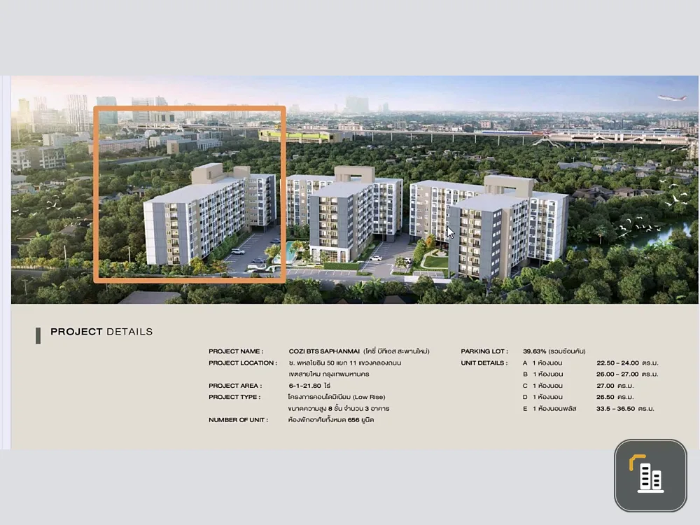 Condo for sale, Cozy BTS Saphan Mai, 3rd floor, Building A, city view, fully furnished, reserve now, urgent!