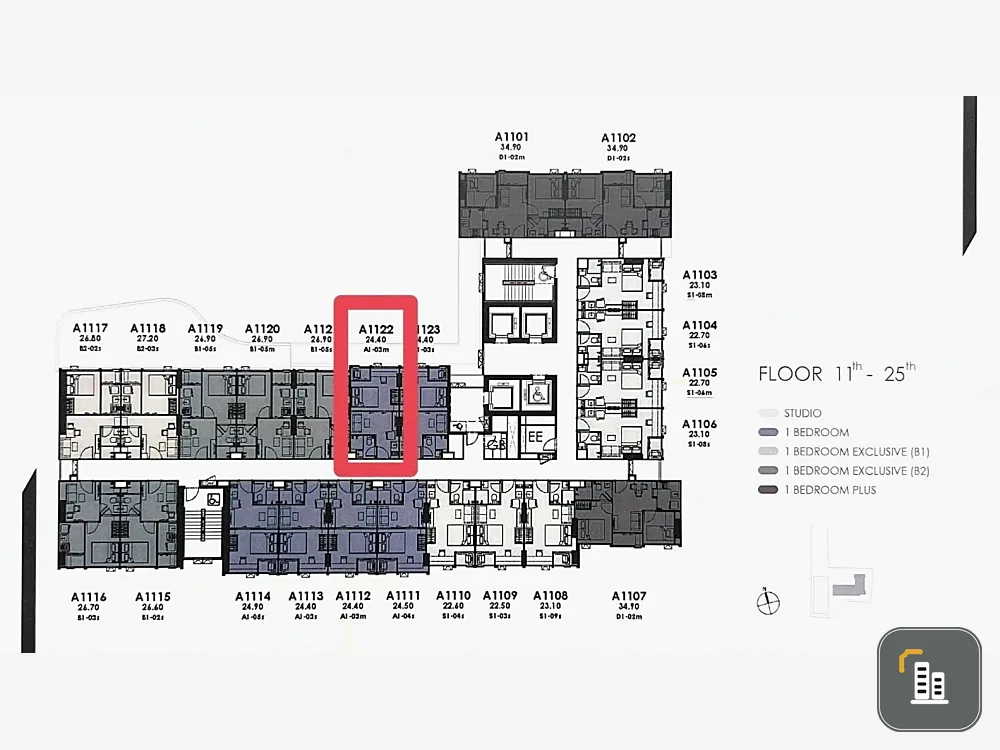 Down payment for sale: Modiz Avantgarde, 33rd floor, left side, not too hot, view of Thammasat University, Rangsit and Chiang Rak Road, nothing obstru