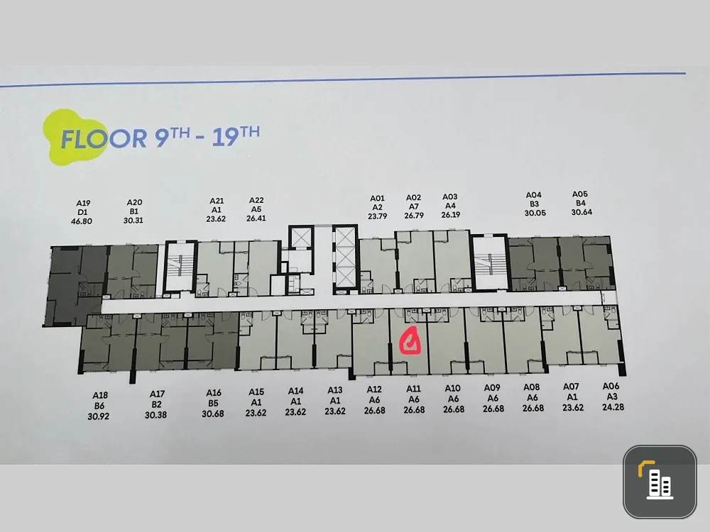 Selling down payment for COBE Kaset Sripatum, 9th floor. Great view, not obstructed by other buildings. Located next to the BTS Green Line, very conve