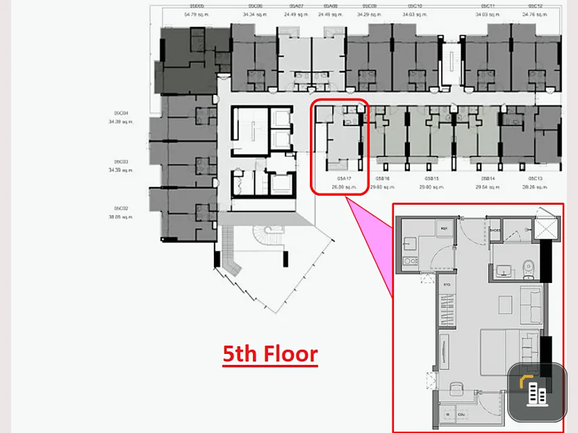 Sale down payment Centric Ratchayothin, studio room, 26 sq.m., 5th floor, garden view, like having a garden in front of the house.