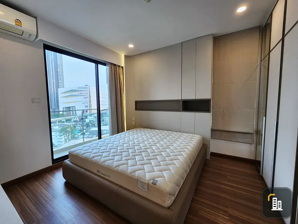 Condo for rent, Supalai Premier Charoen Nakhon, corner unit, view of the Chao Phraya River bend and Icon Siam, fully furnished and ready to move in. B