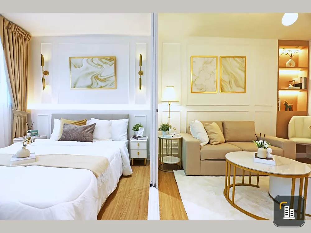 Best-selling condo in Ramintra. Beautiful, luxurious condo with a hotel-like feel and unobstructed views. Features a partition separating the bedroom