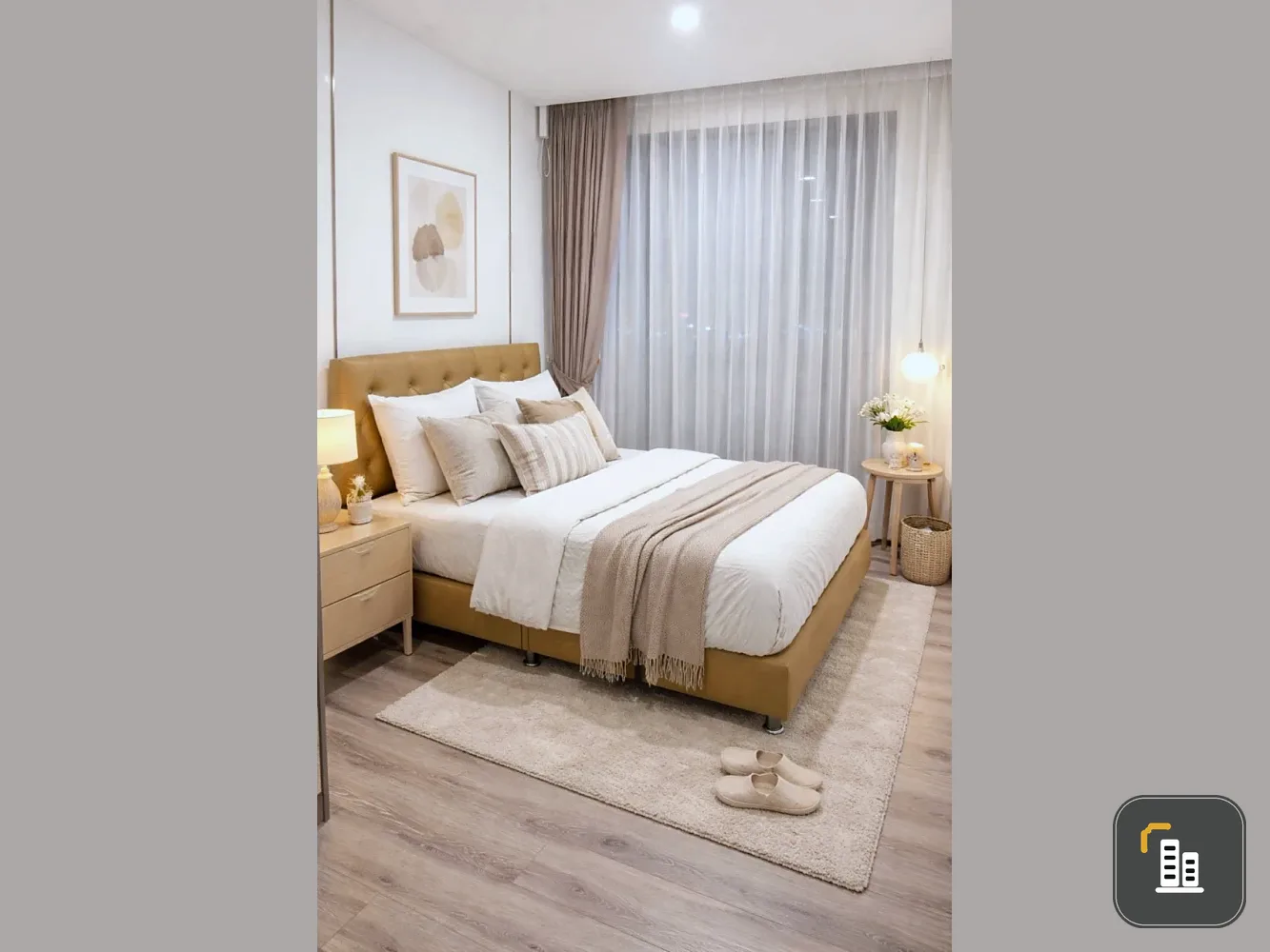 Knights Bridge Collage Sukhumvit 107 for sale. Street view in front of the condo and view of BITEC Bangna. Beautifully decorated and very livable. Book