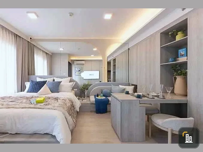 Selling a corner unit at Cobe Kaset-Sri Pathum, 16th floor. It offers a quiet and private atmosphere, perfect for relaxation.