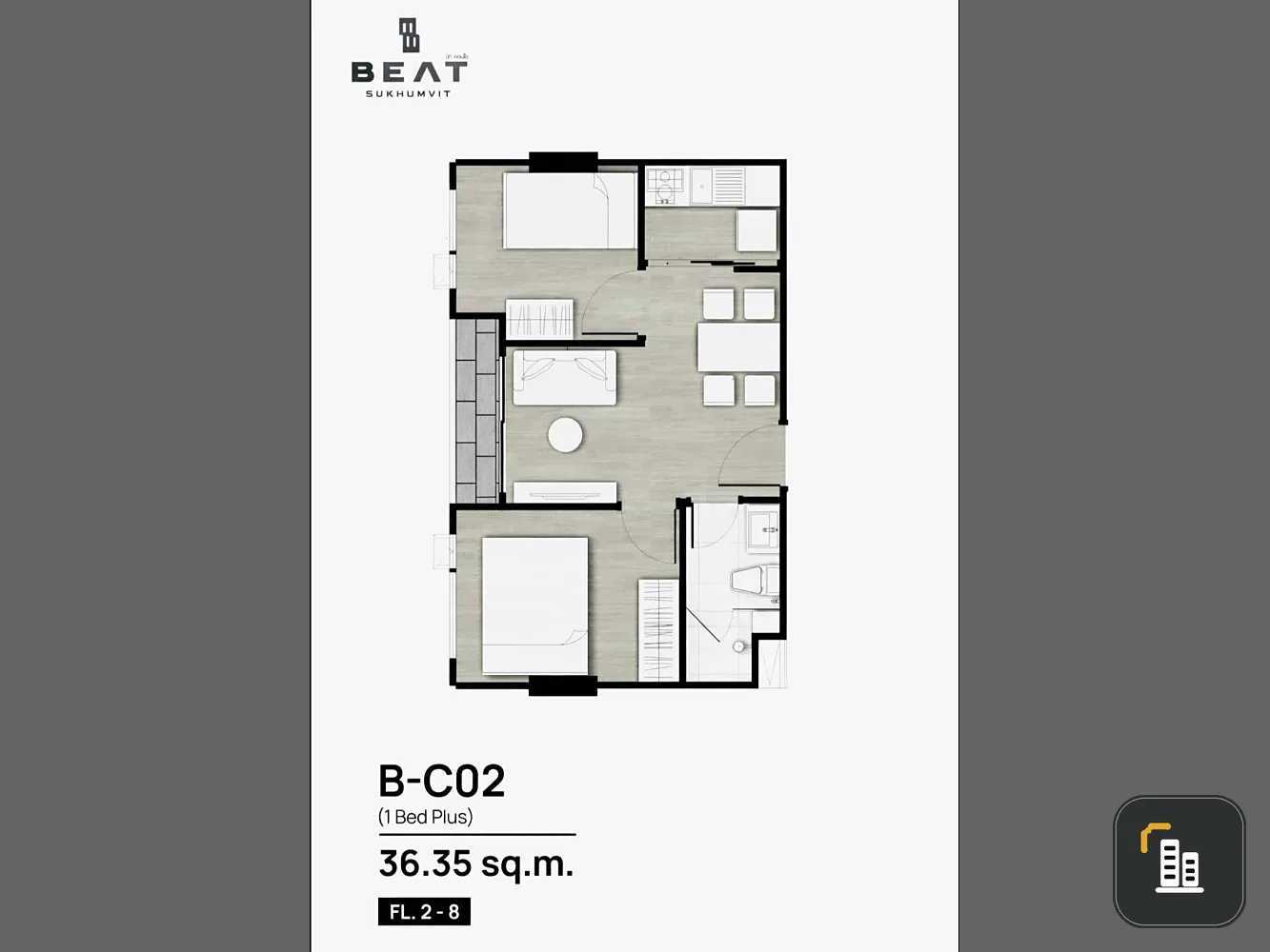 Selling down payment for Beat Sukhumvit, 3rd floor. Beautiful long pool view. Spacious and comfortable room. Highly recommended!