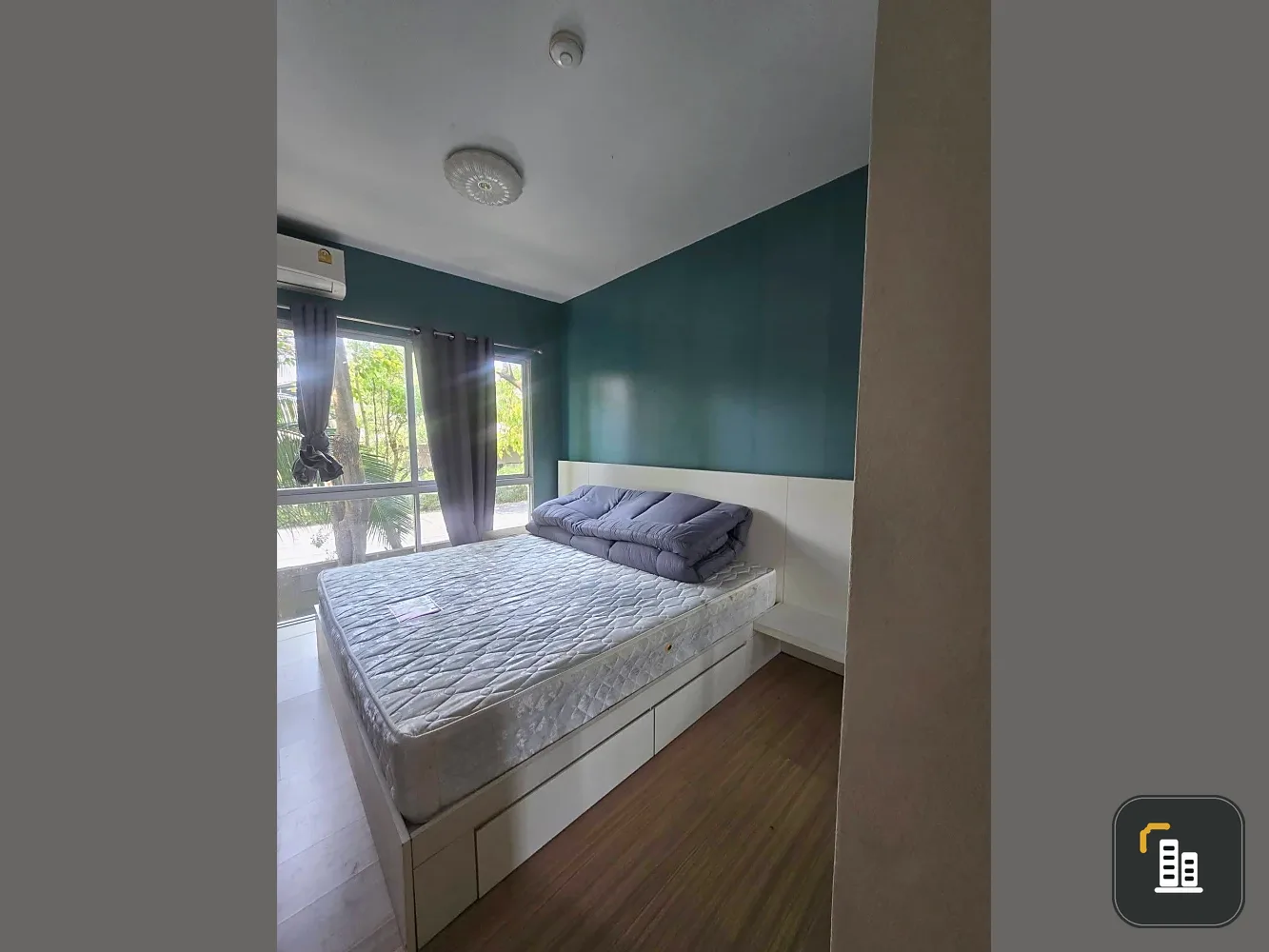 For sale: A Space Kaset, 36 sq.m. unit on the 2nd floor, with a pleasant garden view. Fully furnished and ready to move in.