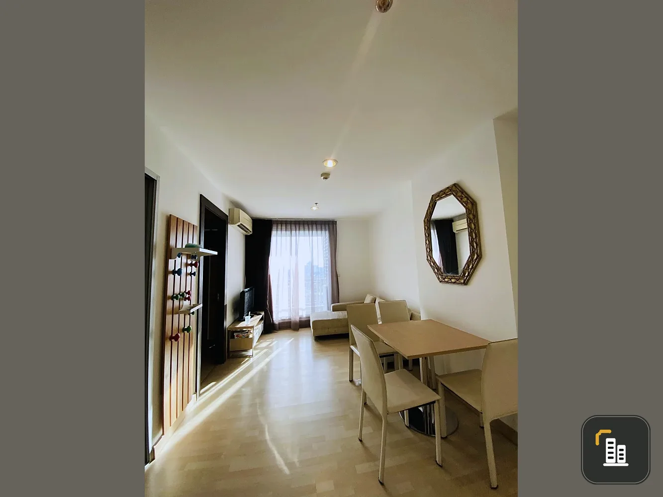 For rent: Rhythm Ratchada, 16th floor, great view facing the front of the condo, fully furnished, ready to move in.