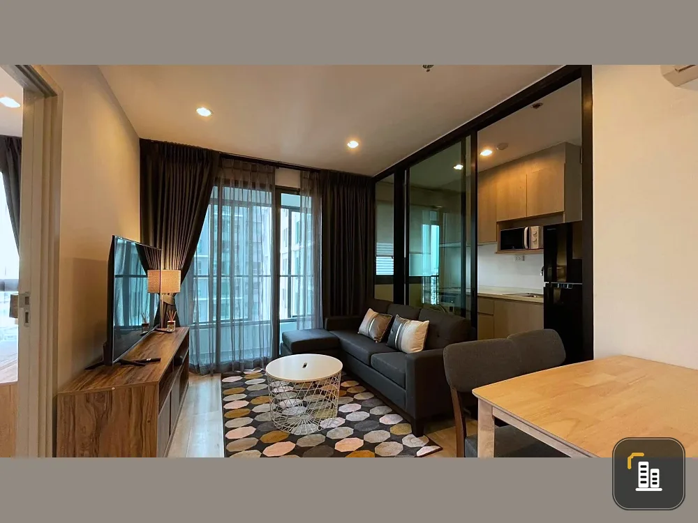 For rent: Ideo Mobi Charan-Interchange, 17th floor, north-facing, ready to move in. The unit has a partition separating the kitchen and living area.