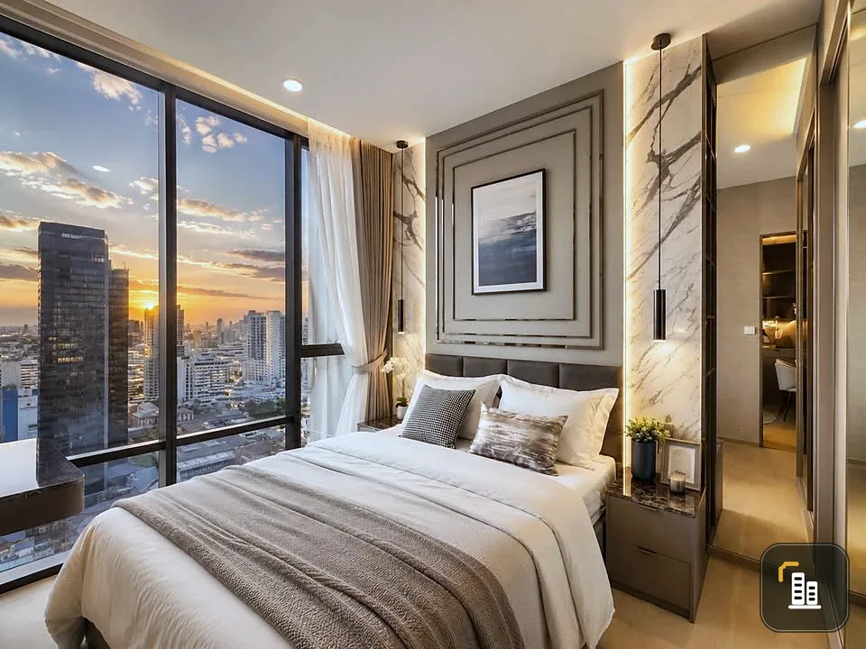 For sale or rent: The Extro Phaya Thai - Rangnam. Very high floor unit with stunning built-in furnishings throughout. Don't miss this opportunity!