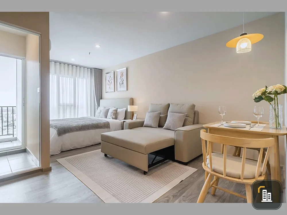 For rent: Regent Home Bangna. Stunning view overlooking the river bend, unobstructed view from a high vantage point. Fully furnished and ready to move
