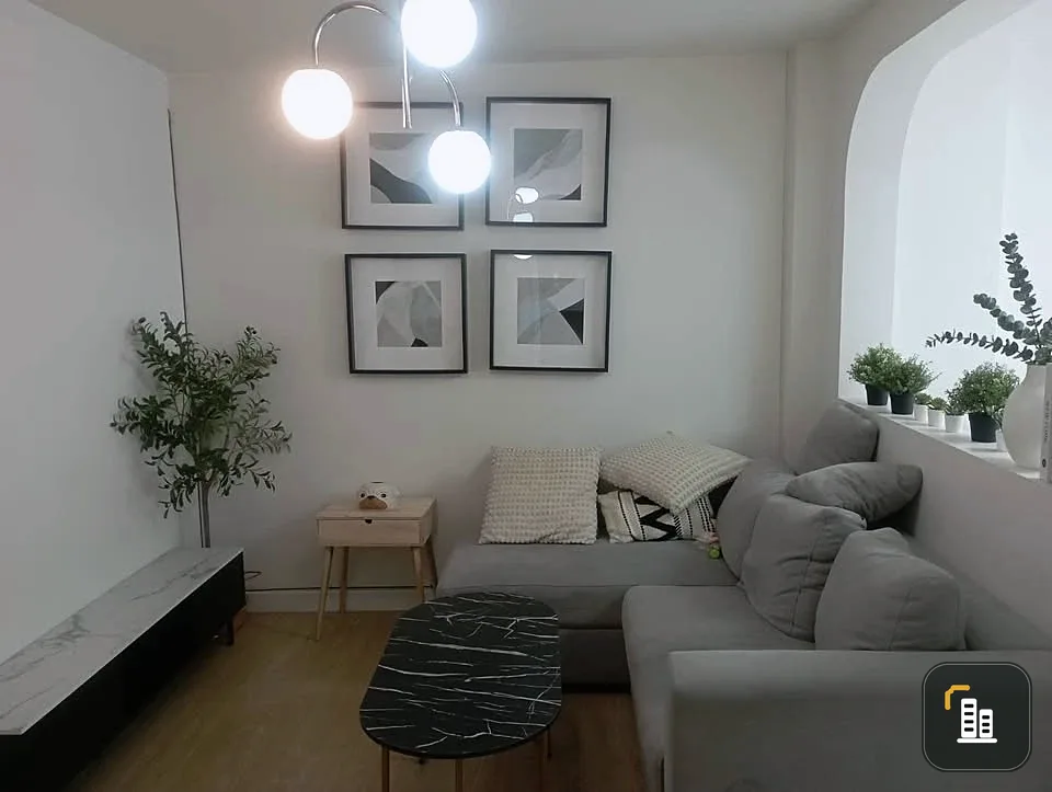 For rent: Lumpini Center Sukhumvit 77. The unit is partitioned into separate areas, offering a cool breeze and shade from the sun – a truly pleasant p
