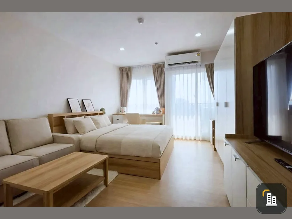 For rent: Supalai Veranda Ramkhamhaeng. High floor, unobstructed view, bright and airy. Studio room in a quiet location, perfect for relaxation.