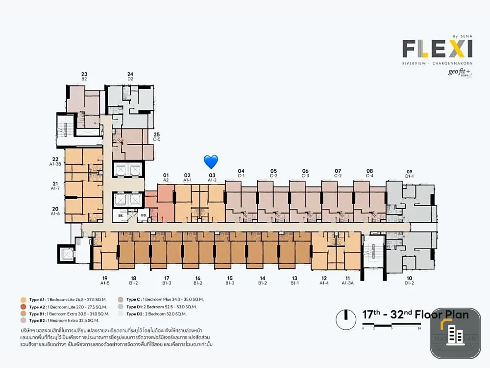 Selling down payment for FLEXI Riverview–Charoennakorn, North-facing unit. Excellent location and complete amenities. Book now!