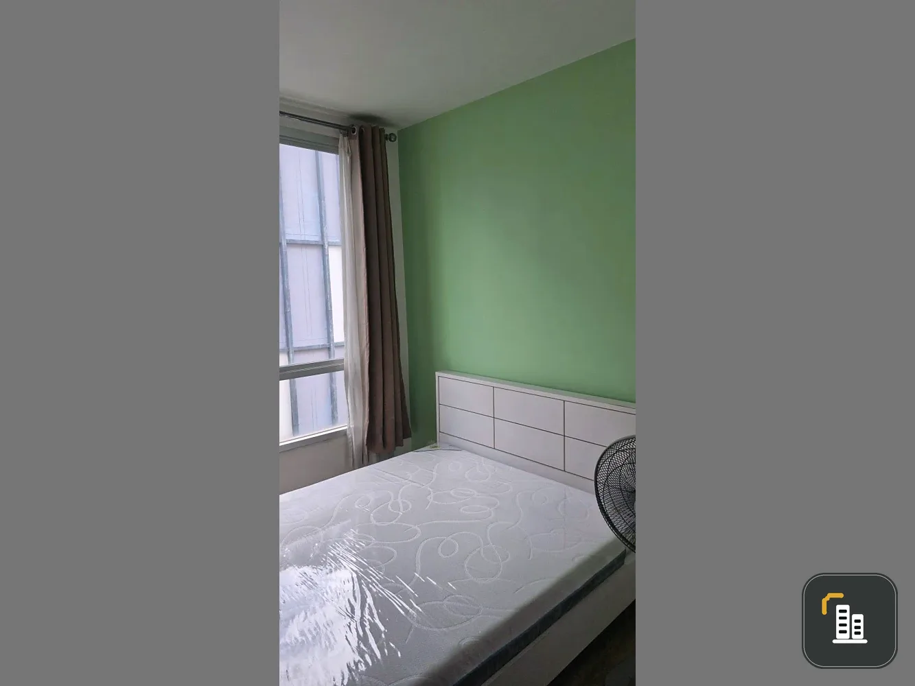 For Rent: The Seed Ratchada-Huai Khwang. Features a "green-themed" bedroom and comes fully furnished, including a latex mattress (designed to prevent
