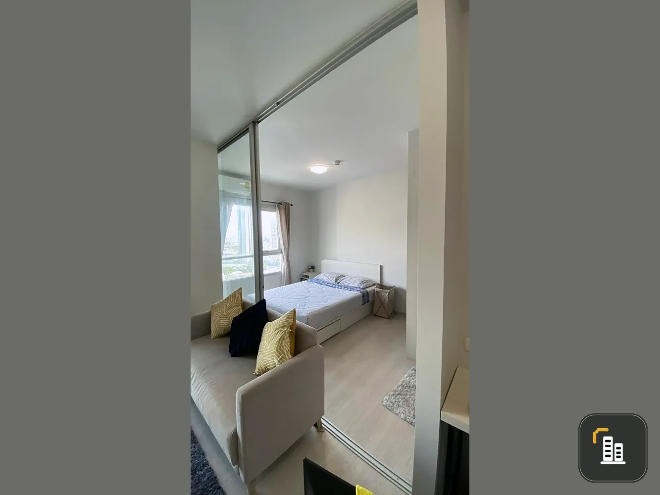 For Sale: Chapter One Shine Bangpo. Features stunning, unobstructed Chao Phraya River and city views from a very high floor. Comes fully furnished—an