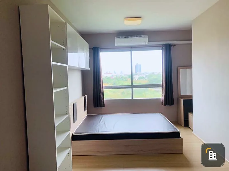 Condo for sale, Plum Condo Samakkhi, Studio room, fully furnished, ready to move in, 5th floor, beautiful view, shady atmosphere, book now