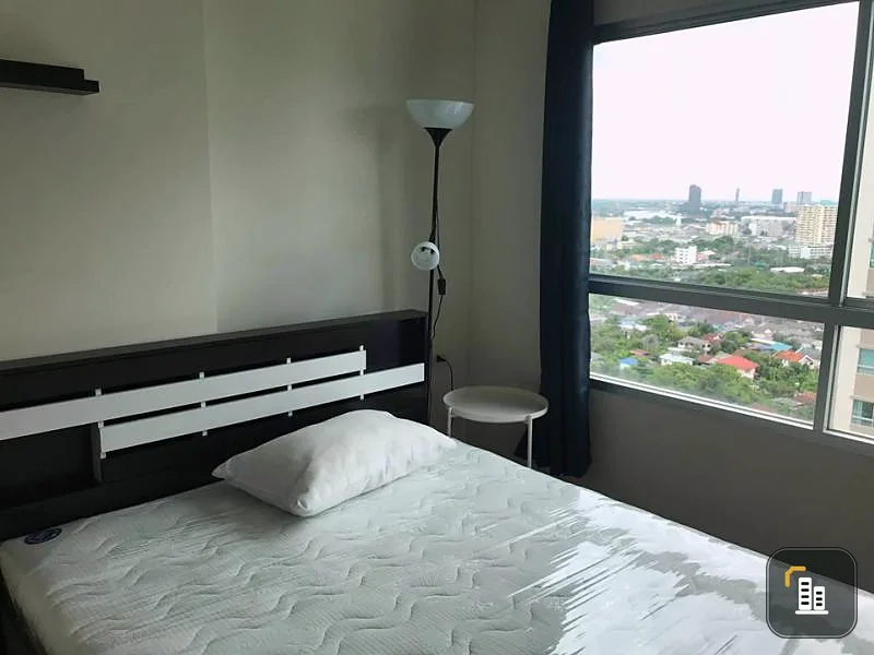 Condo for rent, Lumpini Ville Nakhon In-River View, room decorated in modern loft style, corner room, pool view, rent now
