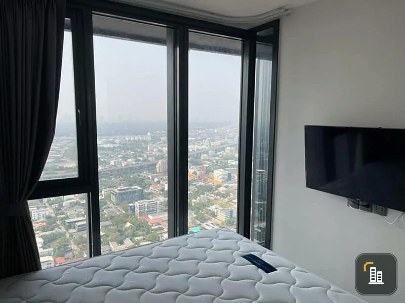 Urgent for rent !! Condo The Line Sukhumvit 101, Duplex room, high floor, river view, fully furnished with electrical appliances, do not miss !!