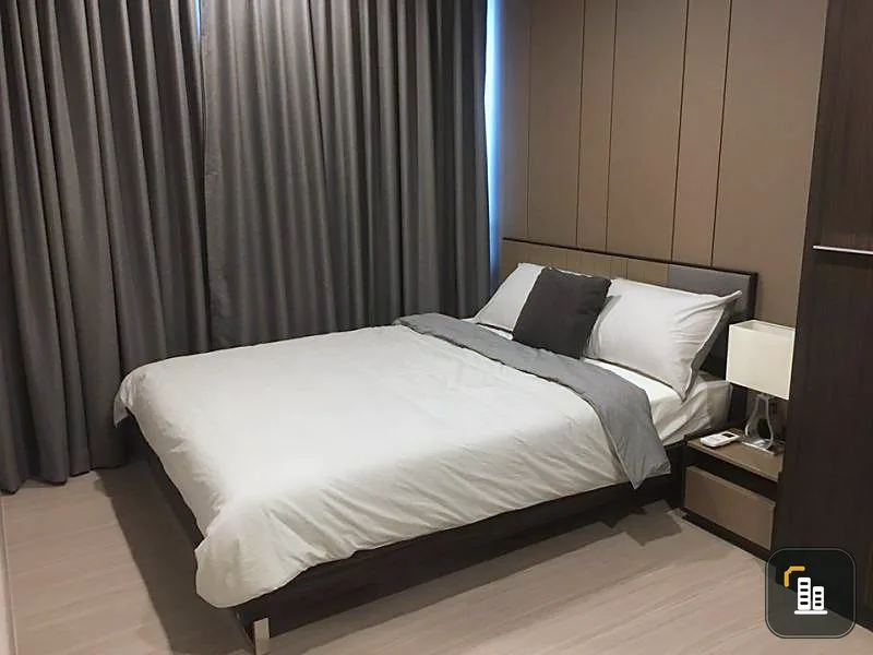 Condo for rent, Life Sukhumvit 62, high floor, open view, room decorated in dark tone, very beautiful, ready to move in.