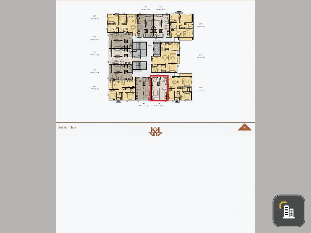 For sale Klass Siam 1 bedroom, 1 bathroom, size 44.5 sq m. Therefore not block view