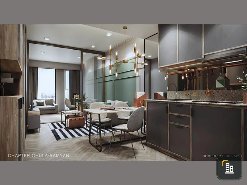 Urgent sale, Chapter Chula-Samyan condo, beautiful room, fully furnished, new furniture and complete electrical appliances
