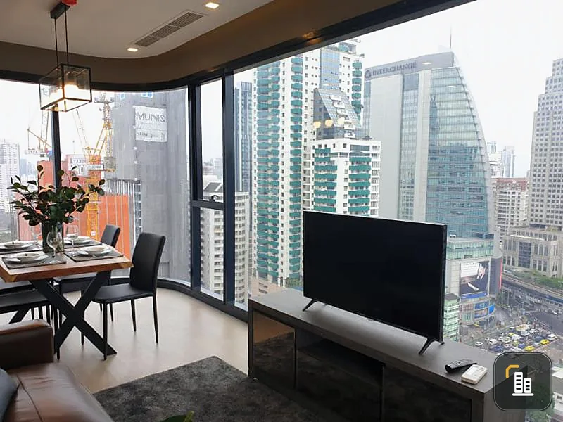 Condo for rent, Ashton Asoke, beautiful room, curved glass, high floor, does not block the view, ready to move in You can't miss it !!