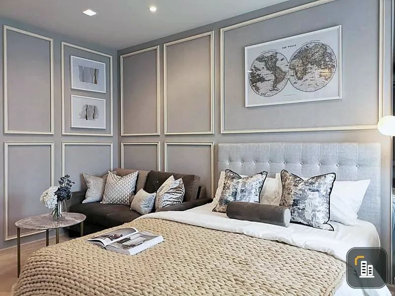 Condo for rent, Life One Wireless, studio room, beautiful decoration, looks very expensive, a lot of furniture A lot of space is not uncomfortable. Good location, easy to travel, urgently book.