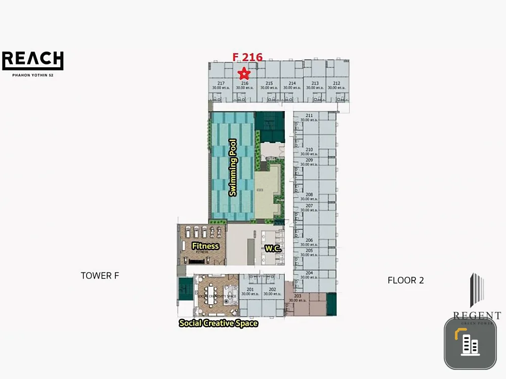 Selling down payment Condo Reach Phaholyothin 52, 2nd floor, don't miss it. Let's get it.