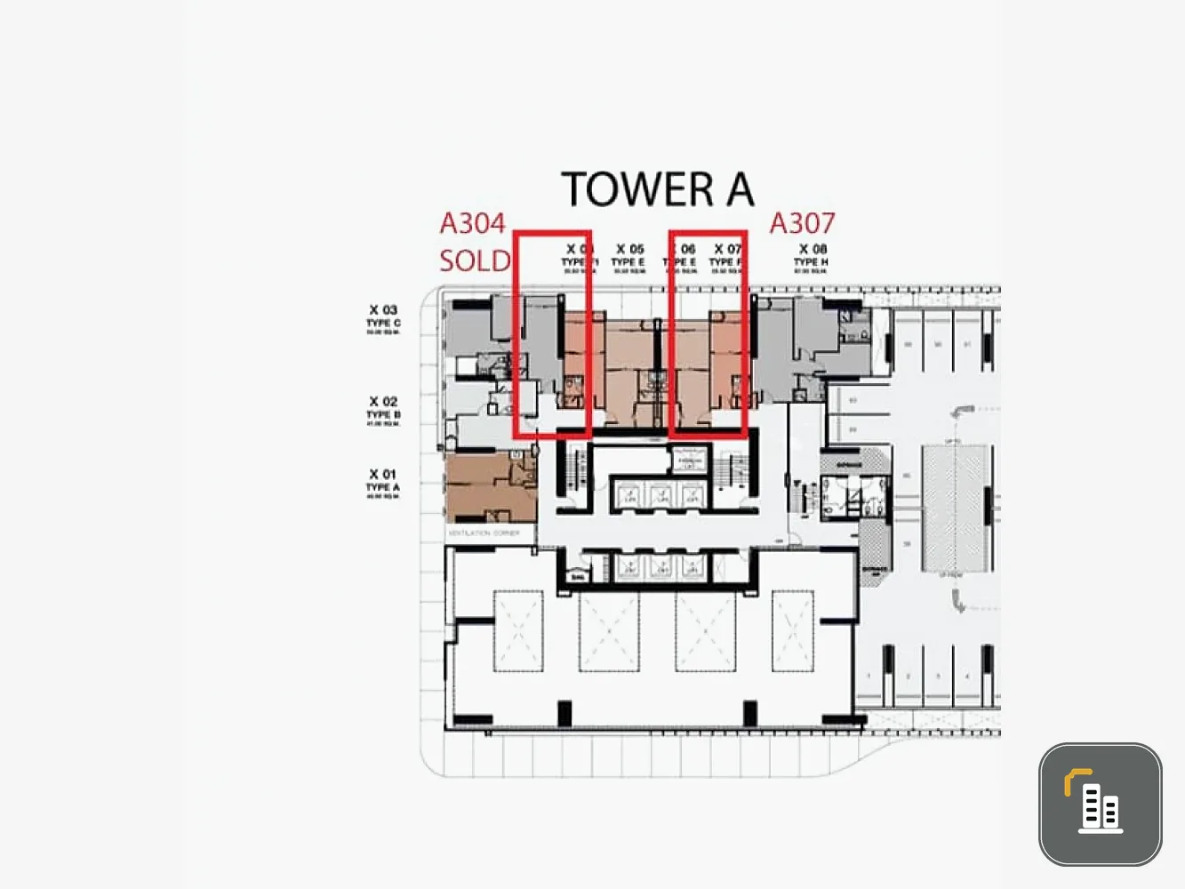 Sale down payment One Nine Five Asoke-Rama 9, beautiful room, golden location, comes with the best feng shui. Don't miss this room