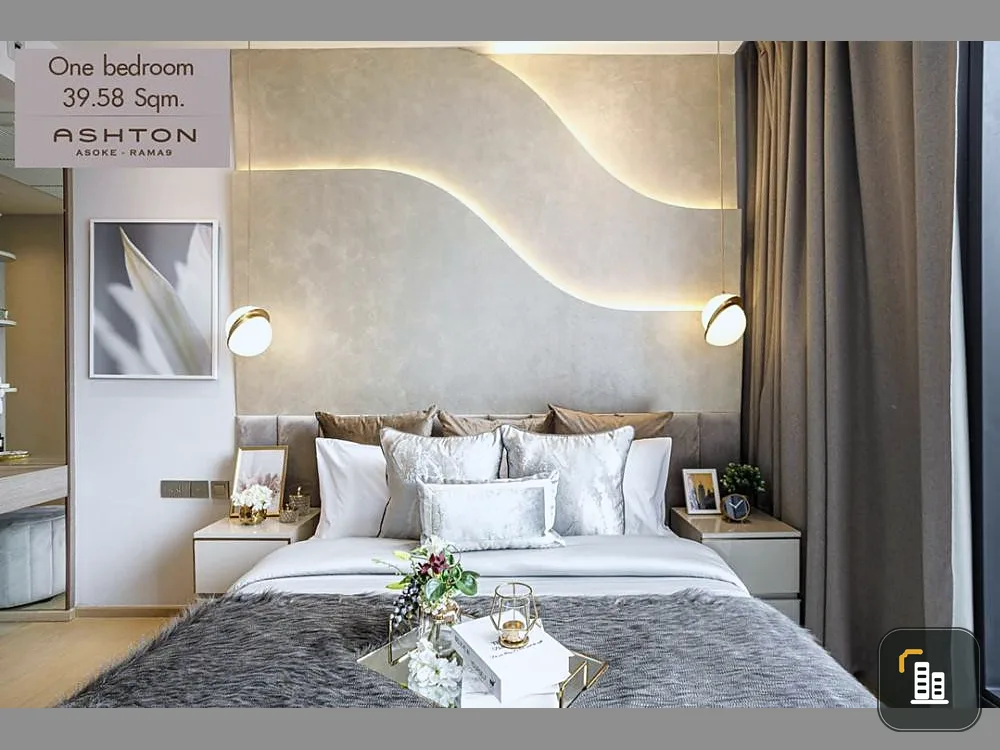 Condo for rent Ashton Asoke-Rama 9, luxury decorated room looks very classy The furniture is tight, but you can come and grab it quickly.