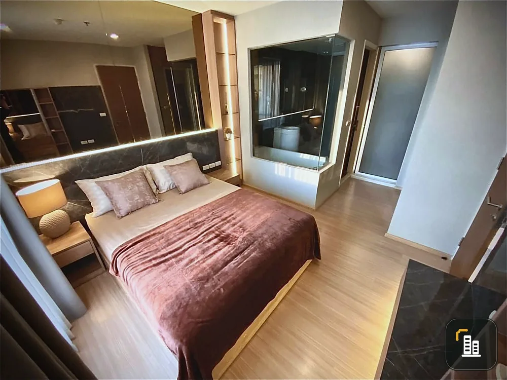 Condo for rent, Rhythm Sukhumvit 50, renovated room, view of the Chao Phraya River. No building blocking the view, 27th floor, book now!