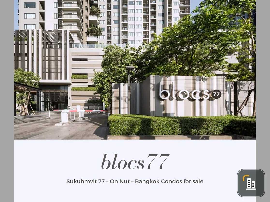 Condo for sale, Blocs 77, high floor, beautiful view, can see the river bend, good location, near BTS, don't miss it!!