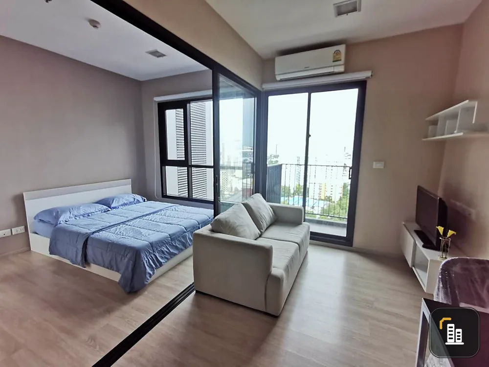 Condo lette Mist for rent, furniture with electrical appliances, beautiful room, near MRT Rama 9, don't miss it!!