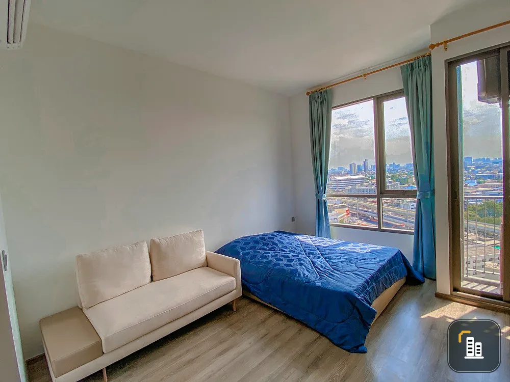 For rent, Mi Chiva Kaset Station, 16th floor, high floor, good view, beautiful decoration, airy, very pleasant, book now.