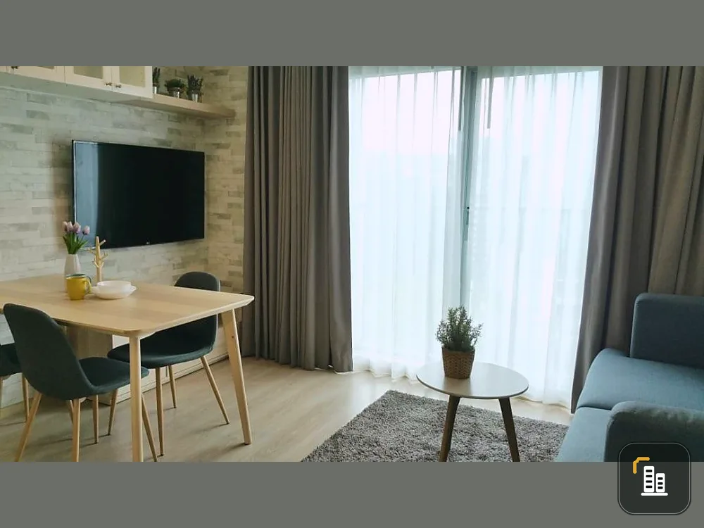 For sale, Noble Revolve Ratchada, 2 bedrooms, beautiful room, fully furnished and electrical appliances. Book now.