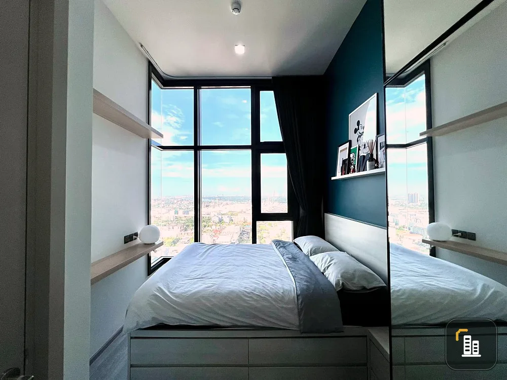 Condo for rent, The Line Sukhumvit 101, 26th floor, river view, beautiful room, fully furnished, ready to move in. Don't miss it!