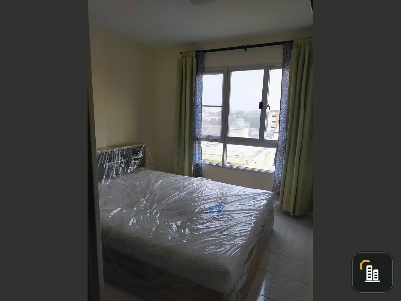 Condo for rent, Den Vibhavadi, beautiful room, fully furnished, 1 bedroom, Building B, ready to move in. Hurry up to reserve.