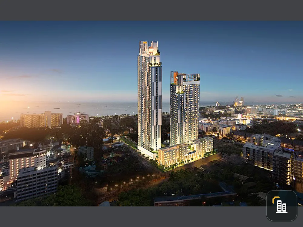 Condo for sale, Centric Sea, Pattaya, high floor, empty room, decorated in style. New wallpaper, new floor