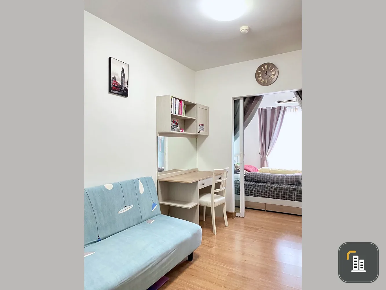 Condo for sale, Chapter One, Modern Dutch, high floor, corner room, garden view, overlooking the Chao Phraya River, fully furnished, urgently