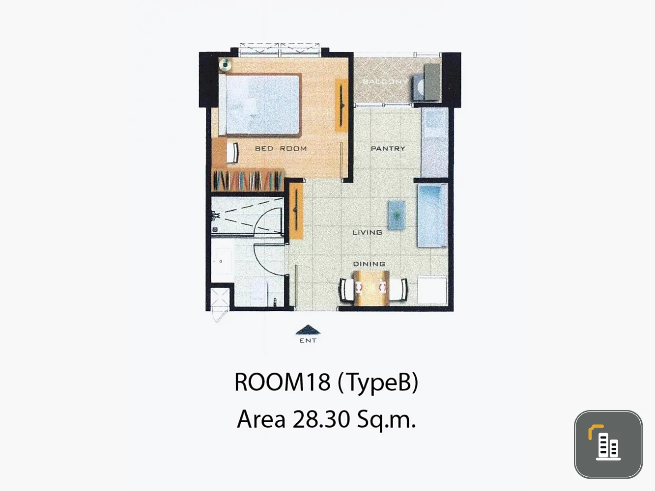 Condo for sale, Rich Park @ Chao Phraya, wide room, 1 bedroom, 1 bathroom, pack your bags, move in quickly.